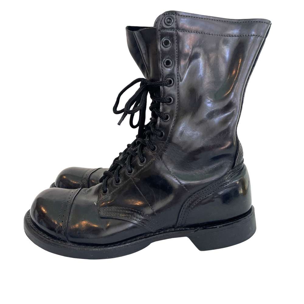 Vintage Corcoran Black Leather Jump Boots Red Tag Cap Toe Combat Military Mens 9